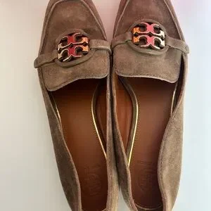Tory Burch | Shoes | Tory Burch Taupe Suede Loafers With  Tory Burch Taupe Suede Loafers with Gold Logo main image 0